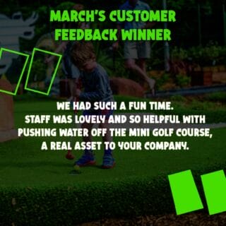 Every month we select a customer who has left feedback on their experience, to win a return visit!
Help us improve your experience and recognise team members by completing our survey after your next visit 💚

You could be our next winner!

#mulligans #mulliganssidcup #crazygolf #dinogolf